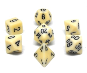 CHX25400 Ivory/Black Opaque 7PC Polyhedral Dice Set image 0